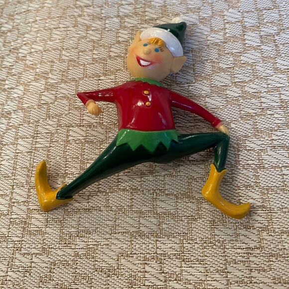 Vintage sitting shelf pixie elf resin 1981 Christmas - Picture 9 of 11